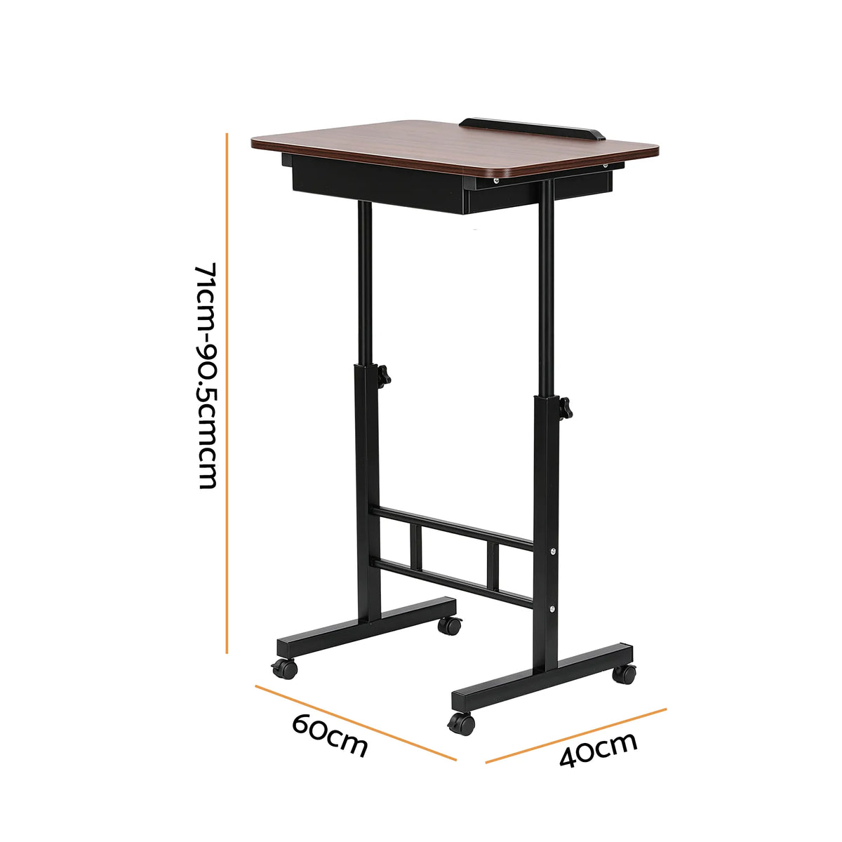 Artiss Adjustable Laptop Desk Mobile Bedside Table Hidden Storage Walnut - Image 2