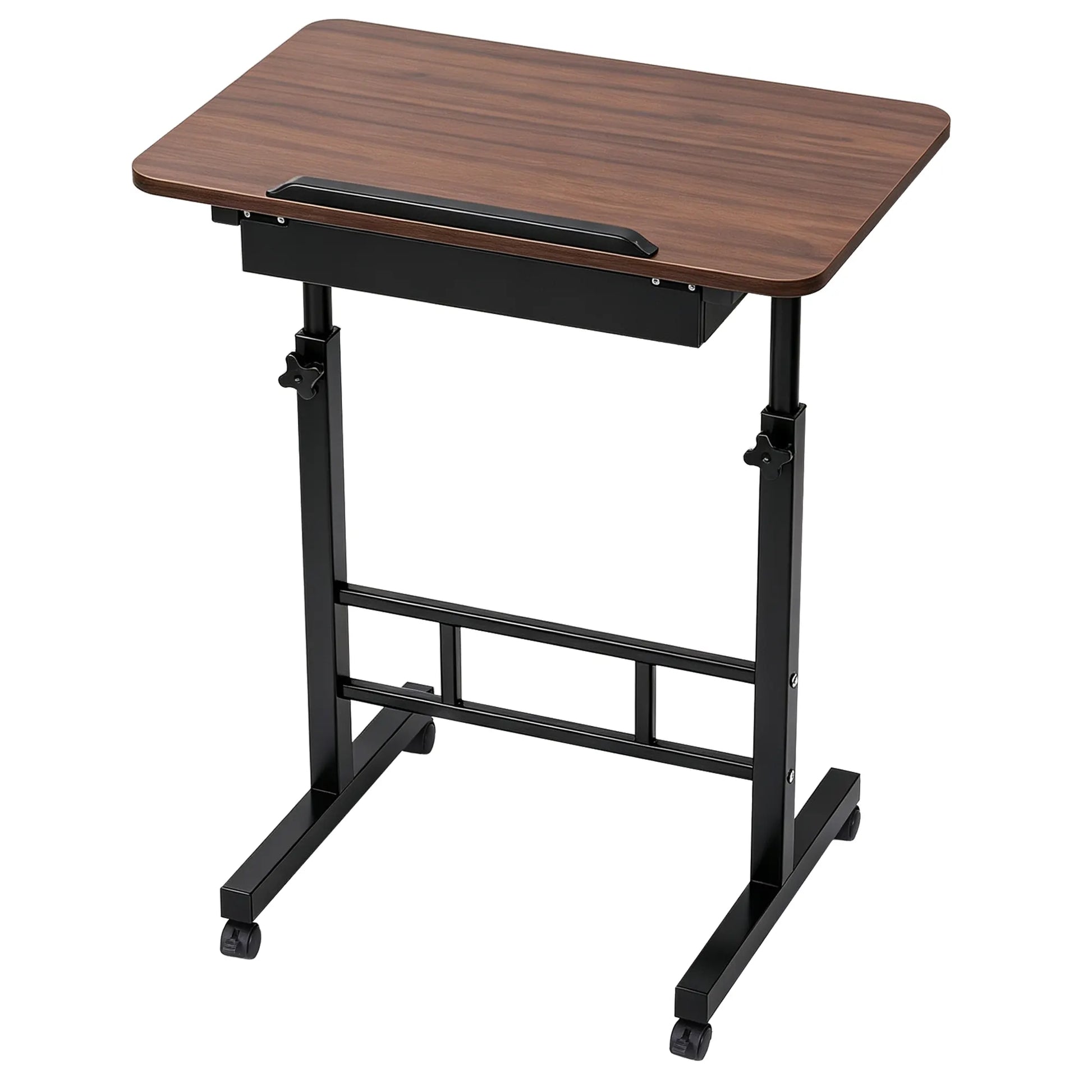 Artiss Adjustable Laptop Desk Mobile Bedside Table Hidden Storage Walnut - Image 3