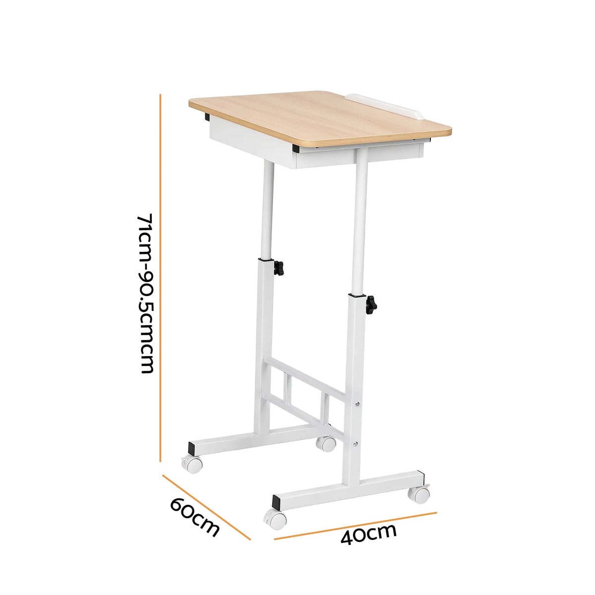 Artiss Adjustable Laptop Desk Mobile Bedside Table Hidden Storage Wood - Image 2