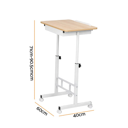 Artiss Adjustable Laptop Desk Mobile Bedside Table Hidden Storage Wood - Image 2