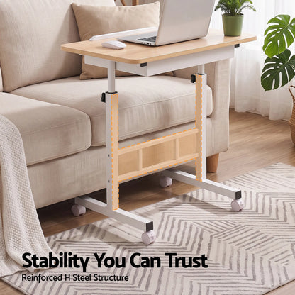 Artiss Adjustable Laptop Desk Mobile Bedside Table Hidden Storage Wood - Image 9