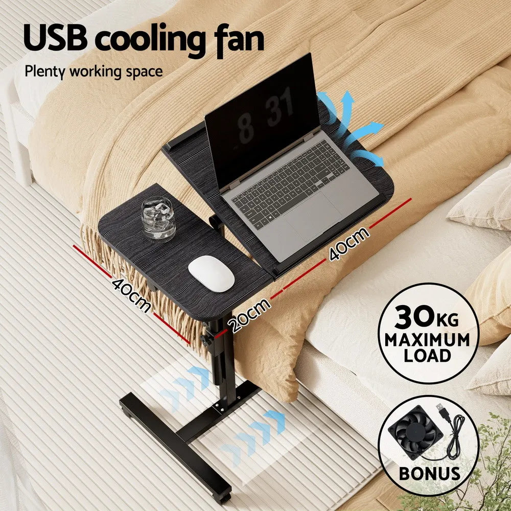 Artiss Laptop Desk Table Fan Cooling Black 60CM - Image 4