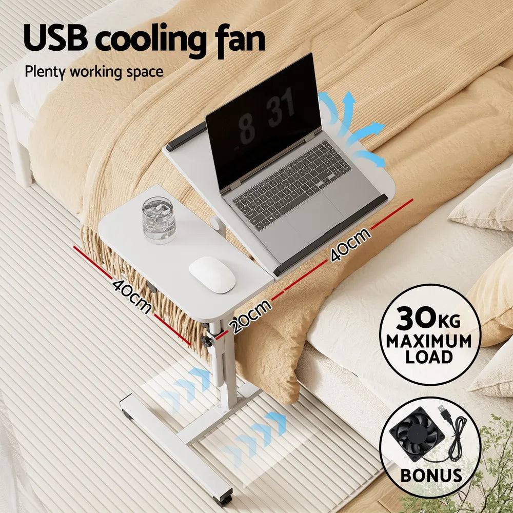 Artiss Laptop Desk Table Fan Cooling White 60CM - Image 4