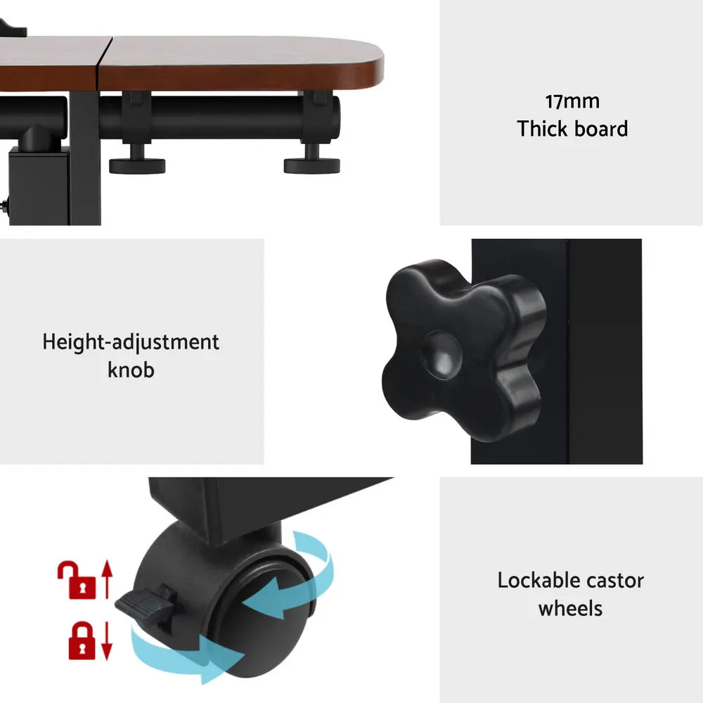 Artiss Laptop Desk Table Fan Cooling Walnut 60CM - Image 6