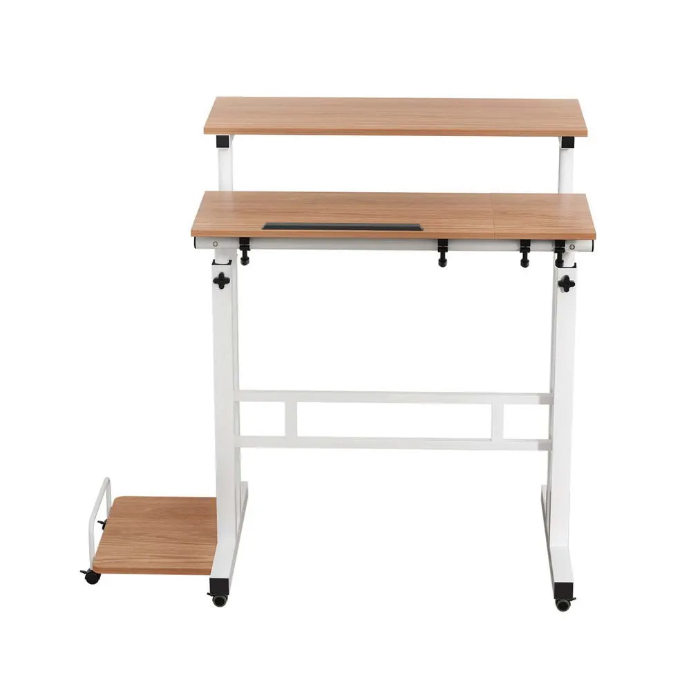 Artiss Laptop Desk Table Adjustable Light Wood 80CM - Image 3