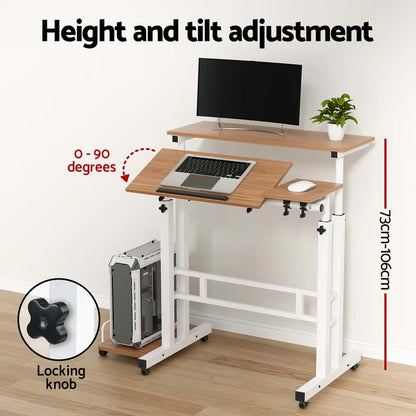 Artiss Laptop Desk Table Adjustable Light Wood 80CM - Image 4