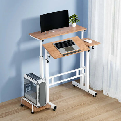 Artiss Laptop Desk Table Adjustable Light Wood 80CM - Image 8