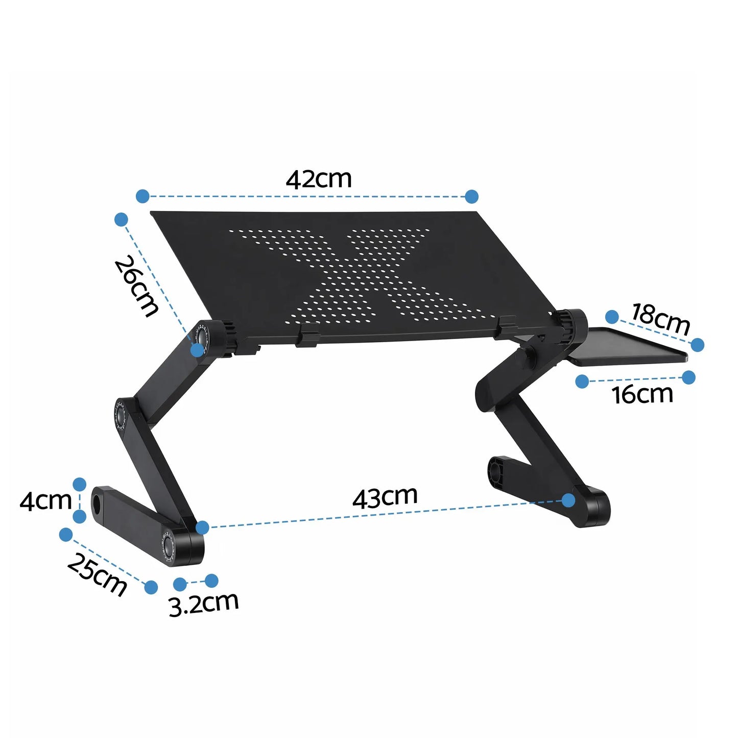 Artiss Laptop Stand Aluminium Computer Riser Foldable Lap Desk Bed Table Black - Image 3