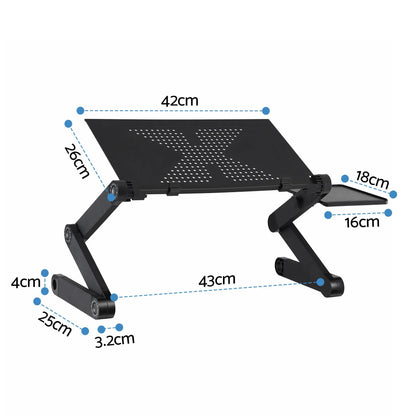 Artiss Laptop Stand Aluminium Computer Riser Foldable Lap Desk Bed Table Black - Image 3