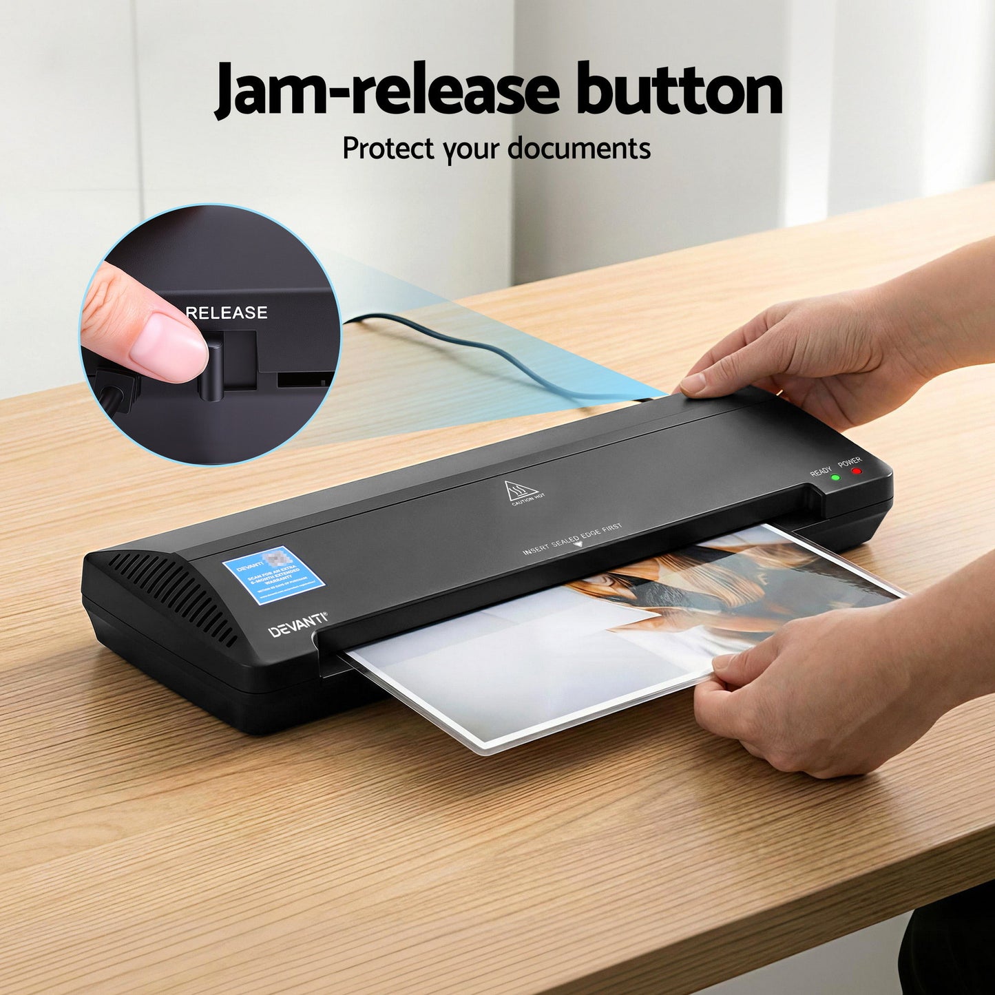 Devanti A3 Laminator Machine, Hot & Cold Thermal Fast Lamination Anti-Jam Laminator for Office School Home Document Photo Card Handmade A3 A4 A5 A6, Black - Image 7