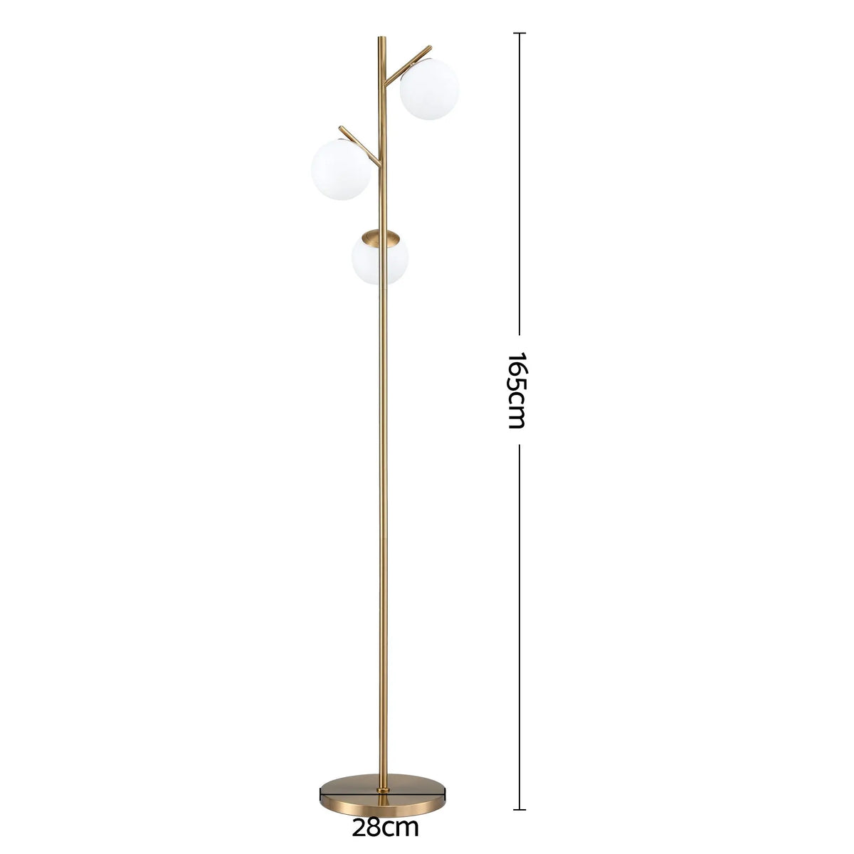 Artiss 3-Light Tree Floor Lamp 165cm Tall Standing Light with Sphere Glass Shades for Modern Homes - Image 3