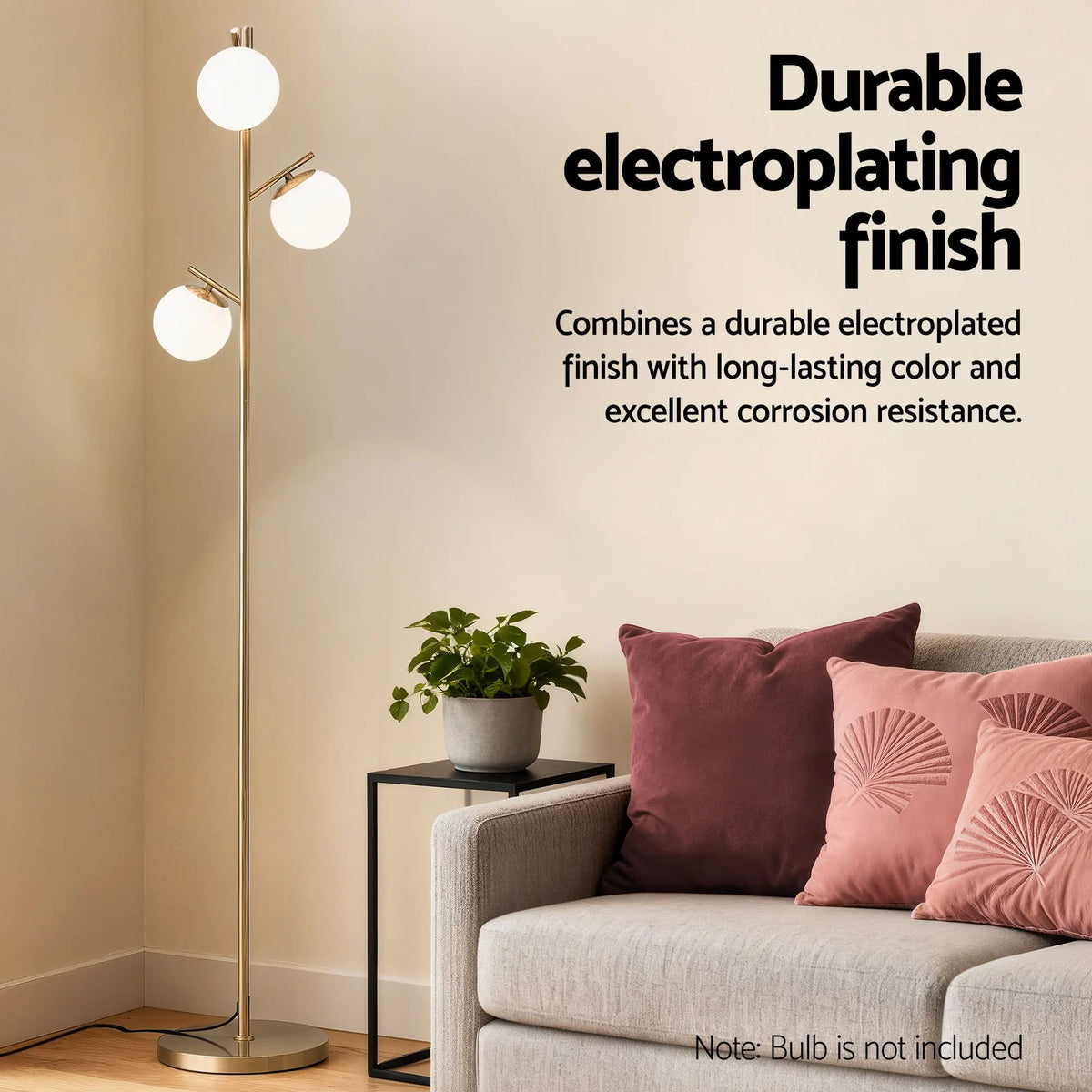 Artiss 3-Light Tree Floor Lamp 165cm Tall Standing Light with Sphere Glass Shades for Modern Homes - Image 6