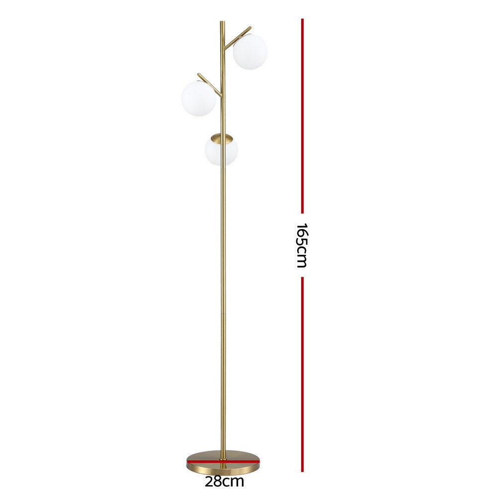 Artiss 3-Light Tree Floor Lamp 165cm Tall Standing Light with Sphere Glass Shades for Modern Homes - Image 2