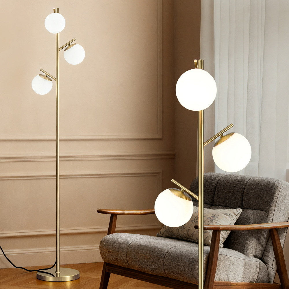 Artiss 3-Light Tree Floor Lamp 165cm Tall Standing Light with Sphere Glass Shades for Modern Homes - Image 7