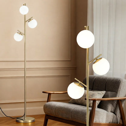 Artiss 3-Light Tree Floor Lamp 165cm Tall Standing Light with Sphere Glass Shades for Modern Homes - Image 7