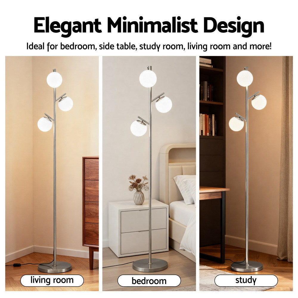 Artiss 3-Light Tree Floor Lamp 165cm Tall Standing Light with Sphere Glass Shades for Modern Homes - Image 5