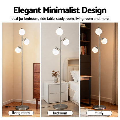 Artiss 3-Light Tree Floor Lamp 165cm Tall Standing Light with Sphere Glass Shades for Modern Homes - Image 5