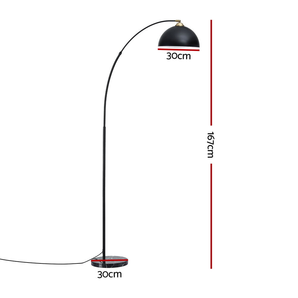 Artiss Modern Arched Floor Lamp Black Standing Heavy-Duty Marble Base for Living Room Bedroom - Image 2