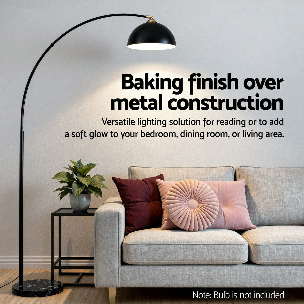 Artiss Modern Arched Floor Lamp Black Standing Heavy-Duty Marble Base for Living Room Bedroom - Image 4
