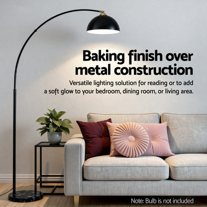Artiss Modern Arched Floor Lamp Black Standing Heavy-Duty Marble Base for Living Room Bedroom - Image 4