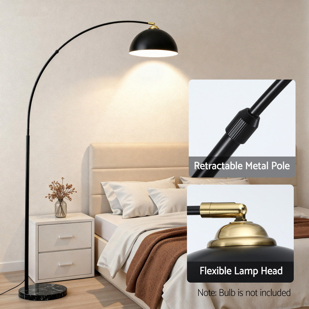Artiss Modern Arched Floor Lamp Black Standing Heavy-Duty Marble Base for Living Room Bedroom - Image 5