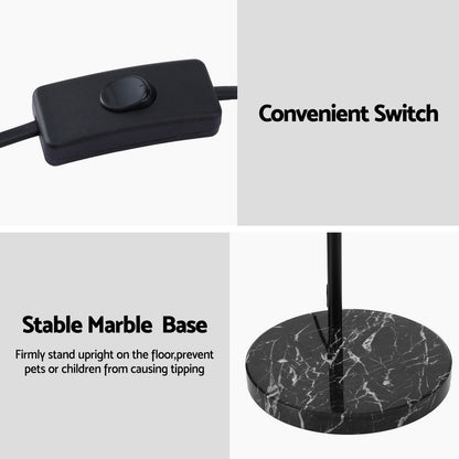 Artiss Modern Arched Floor Lamp Black Standing Heavy-Duty Marble Base for Living Room Bedroom - Image 6