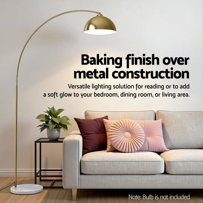 Artiss Modern Arched Floor Lamp Gold Brass Standing Heavy-Duty Marble Base for Living Room Bedroom - Image 4