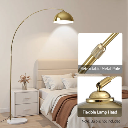 Artiss Modern Arched Floor Lamp Gold Brass Standing Heavy-Duty Marble Base for Living Room Bedroom - Image 5