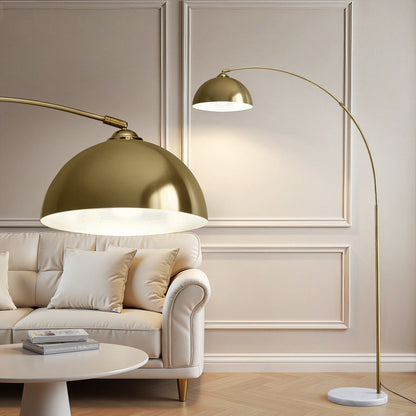 Artiss Modern Arched Floor Lamp Gold Brass Standing Heavy-Duty Marble Base for Living Room Bedroom - Image 7