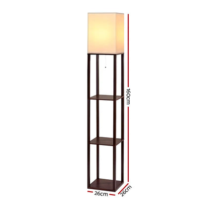 Artiss Floor Lamp 3 Tier Shelf Storage LED Light Stand Home Room Vintage White - Image 3