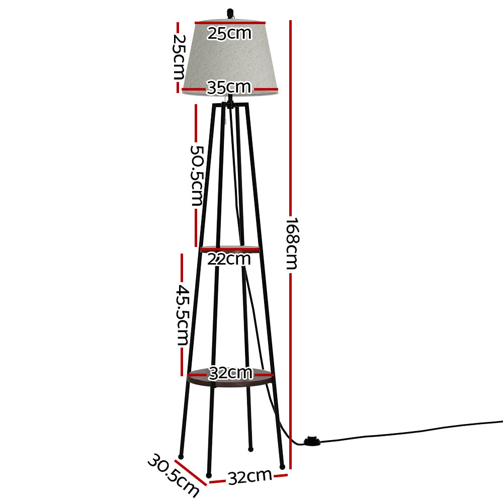 Artiss Floor Lamp 2 Tier Shelf Storage LED Light Stand Home Living Room Upright - Image 2