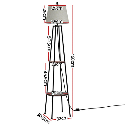 Artiss Floor Lamp 2 Tier Shelf Storage LED Light Stand Home Living Room Upright - Image 2