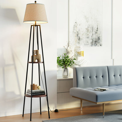 Artiss Floor Lamp 2 Tier Shelf Storage LED Light Stand Home Living Room Upright - Image 5
