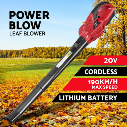 Giantz 20V Cordless Leaf Blower Garden Lithium Electric Battery Nozzles 2-Speed - Image 2