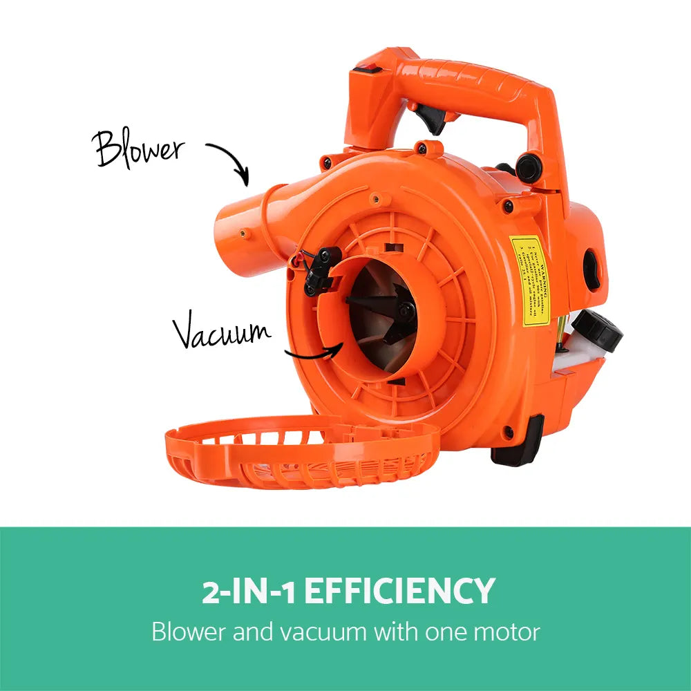 Giantz 25.4cc Petrol Leaf Blower Vacuum 2-in-1 Garden Vac Mulcher Blower Orange - Image 5