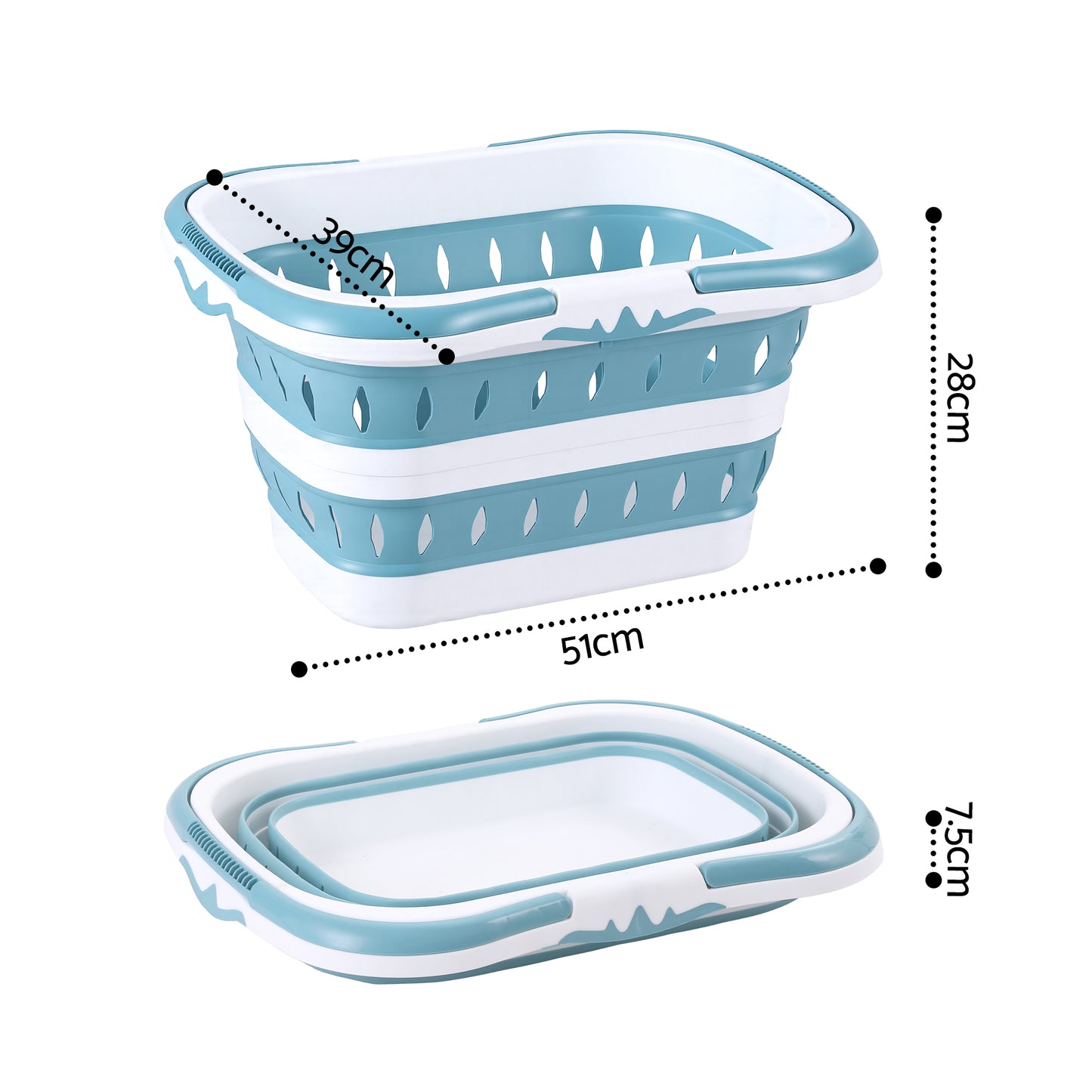 Artiss Laundry Basket Hamper Large Foldable Washing Clothes Storage Organiser Blue - Image 2