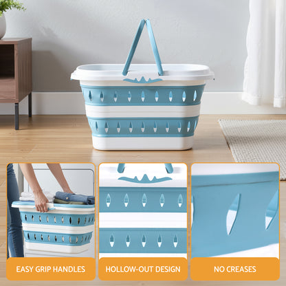 Artiss Laundry Basket Hamper Large Foldable Washing Clothes Storage Organiser Blue - Image 7