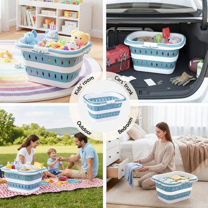 Artiss Laundry Basket Hamper Large Foldable Washing Clothes Storage Organiser Blue - Image 8