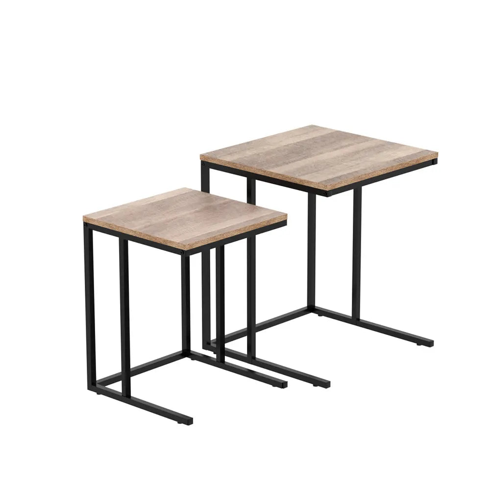 Artiss Nesting Coffee Table Sef of 2 Walnut Brok - Image 7