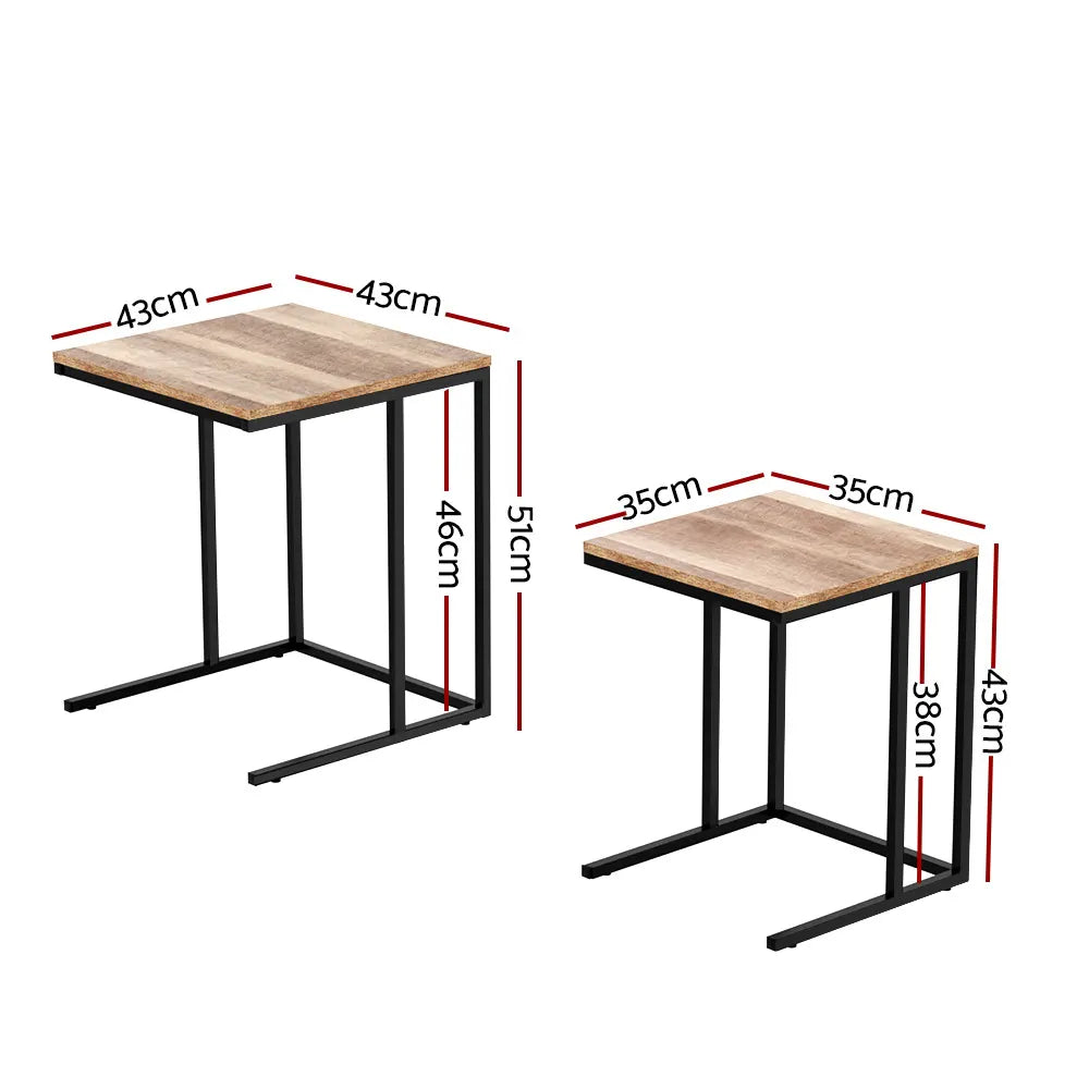 Artiss Nesting Coffee Table Sef of 2 Walnut Brok - Image 2