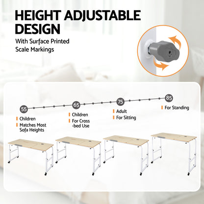 Artiss Mobile Laptop Desk Overbed Table Adjustable Computer Stand Bedside Cart - Image 6
