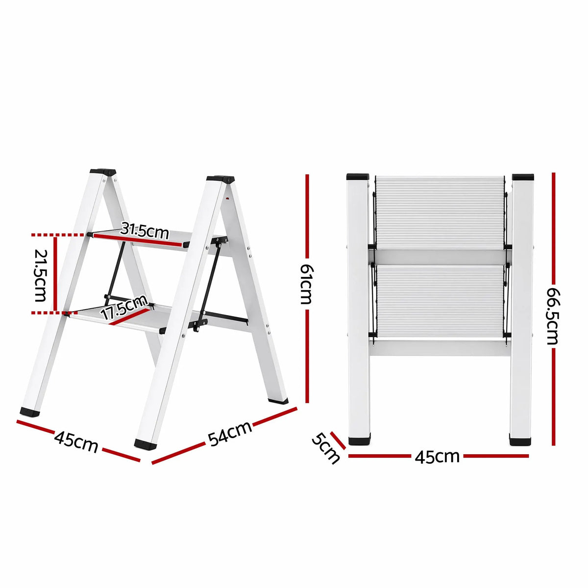 Giantz 2 Step Ladder Multi-Purpose Folding Aluminium Light Weight Platform - Image 3