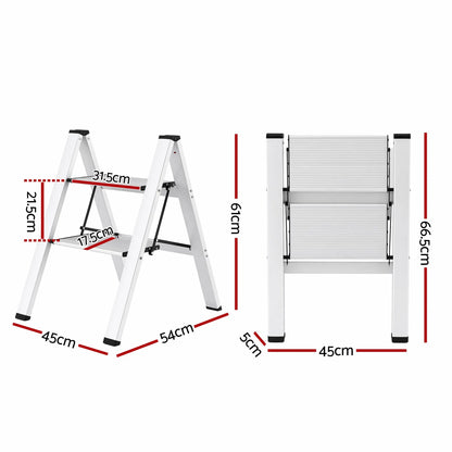 Giantz 2 Step Ladder Multi-Purpose Folding Aluminium Light Weight Platform - Image 3