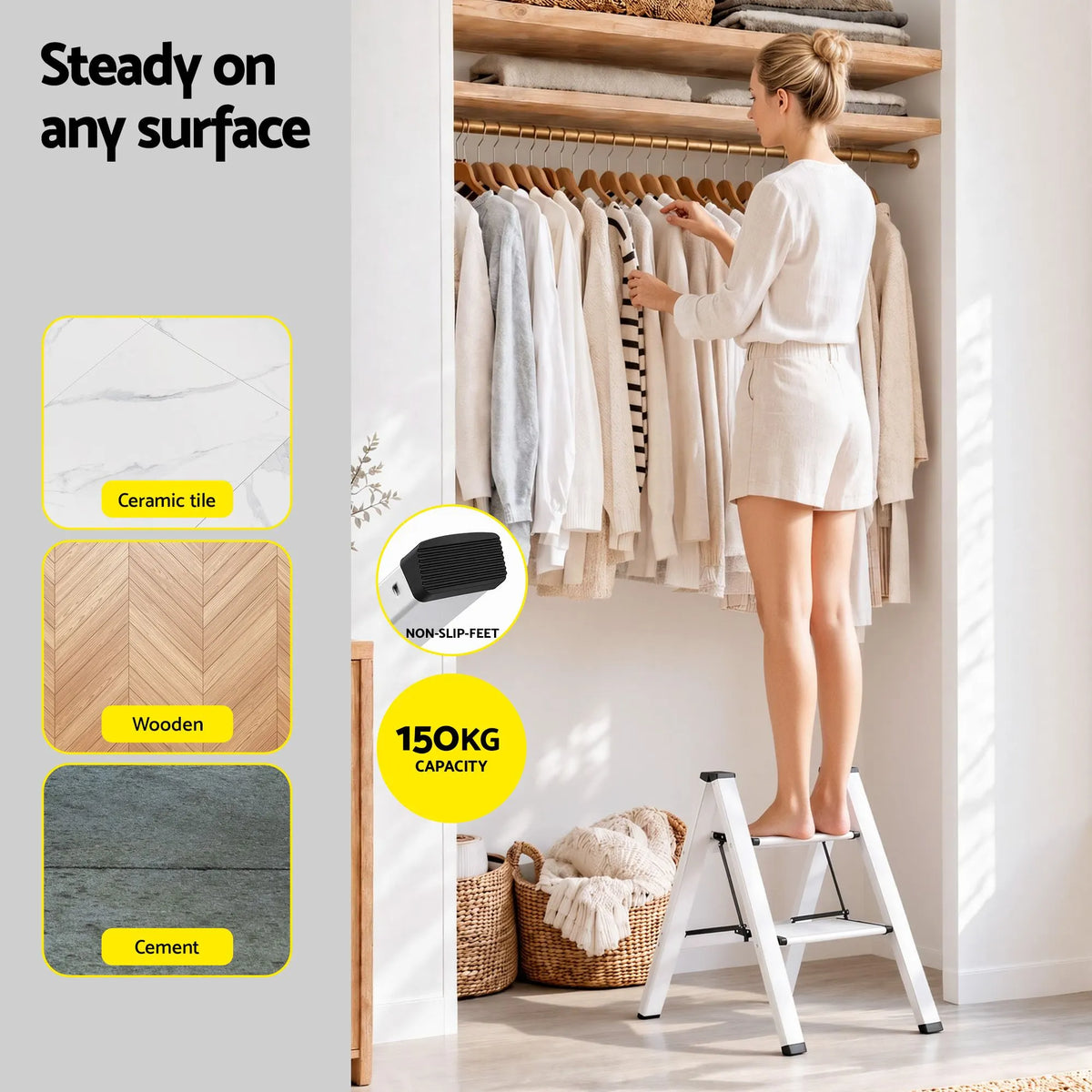 Giantz 2 Step Ladder Multi-Purpose Folding Aluminium Light Weight Platform - Image 6