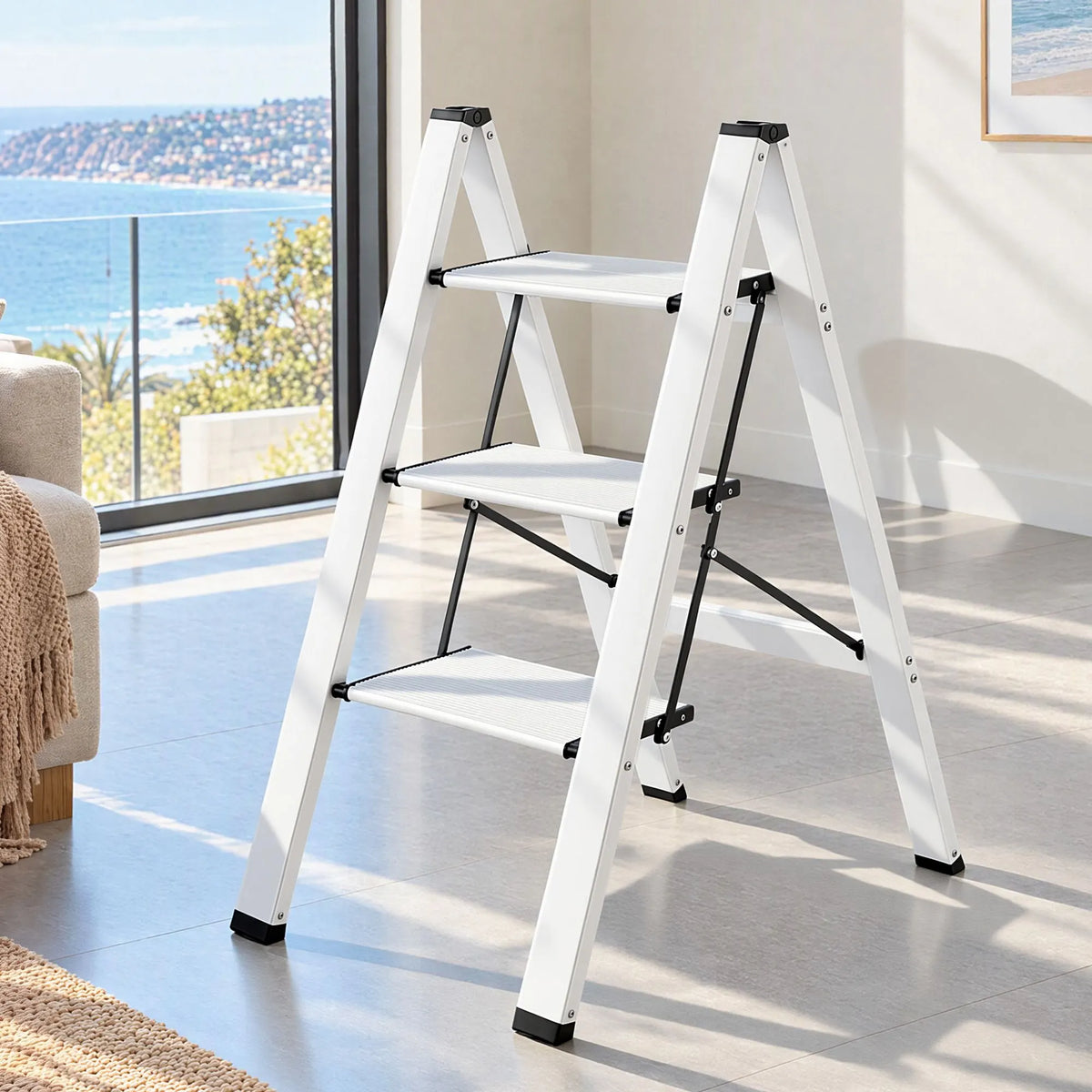 Giantz 3 Step Ladder Multi-Purpose Folding Aluminium Light Weight Platform