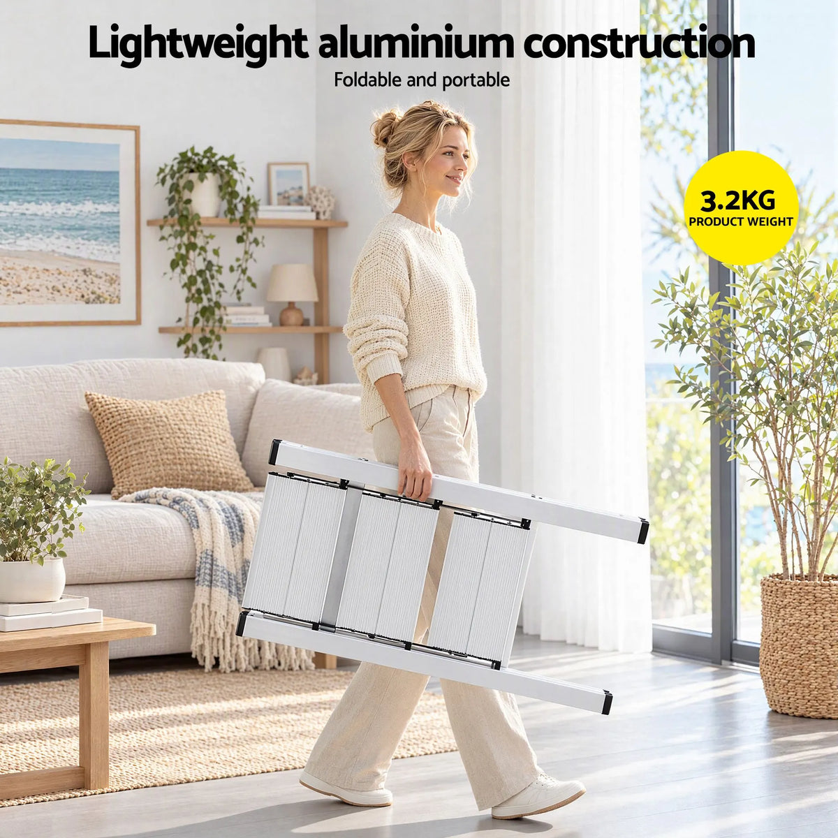 Giantz 3 Step Ladder Multi-Purpose Folding Aluminium Light Weight Platform - Image 7