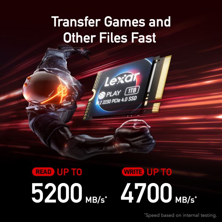Lexar LNMPLAY001T-RNNNG Internal SSD Play 1TB M.2 2230 PCIe Gen 4x4 NVMe SSD up to 5200MB/s read,... - Image 3