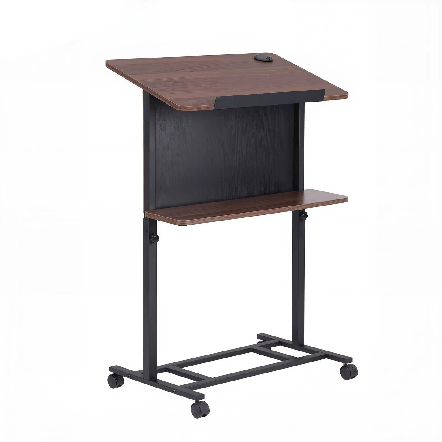 Artiss Mobile Lectern Podium Stand with Storage Shelf Height Adjustable Laptop Desk Black & Walnut - Image 2