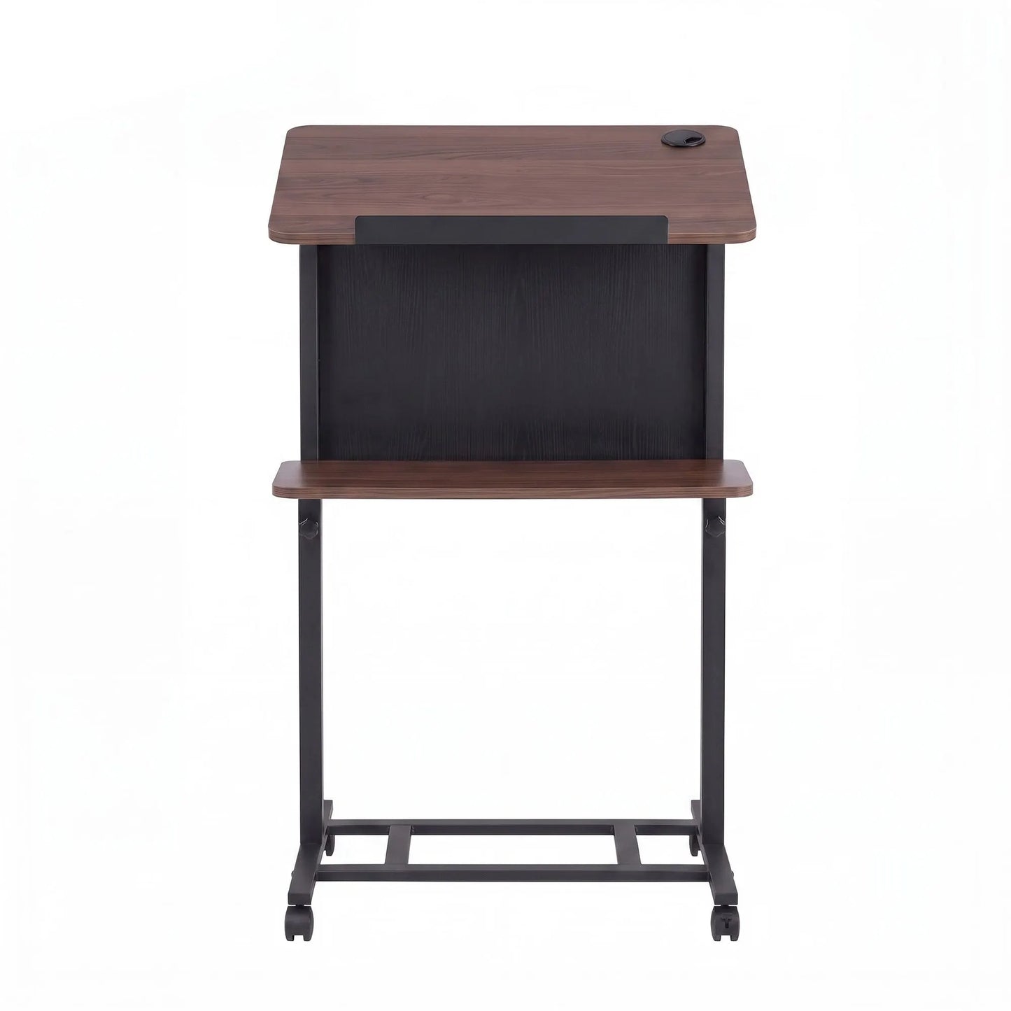 Artiss Mobile Lectern Podium Stand with Storage Shelf Height Adjustable Laptop Desk Black & Walnut - Image 5