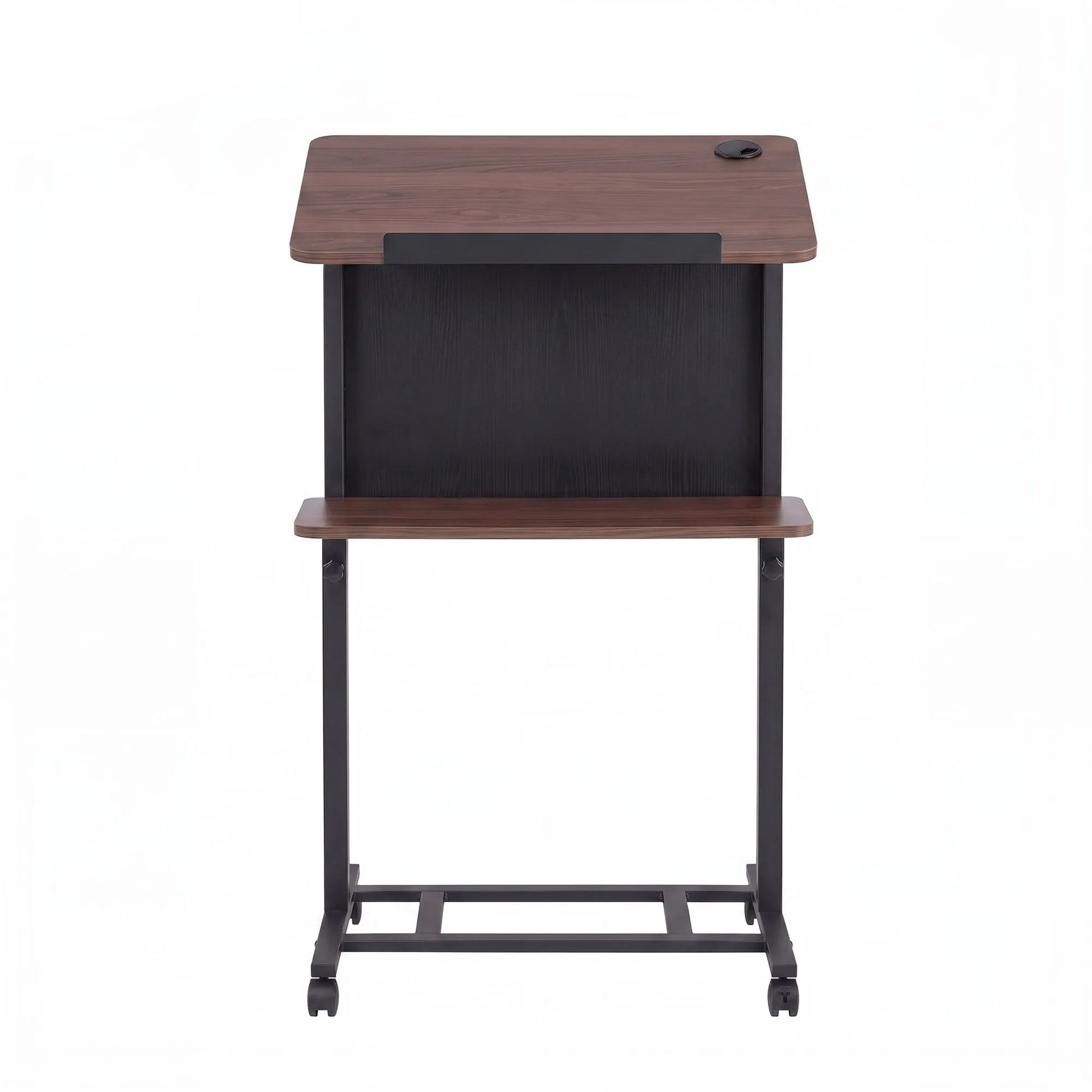 Artiss Mobile Lectern Podium Stand with Storage Shelf Height Adjustable Laptop Desk Black & Walnut - Image 5